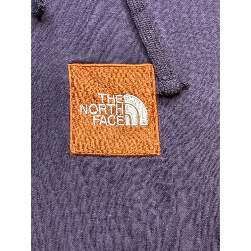 The North Face Hoodie Mens Large Purple Pullover Fleece Patch Logo Outdoor A3KA8